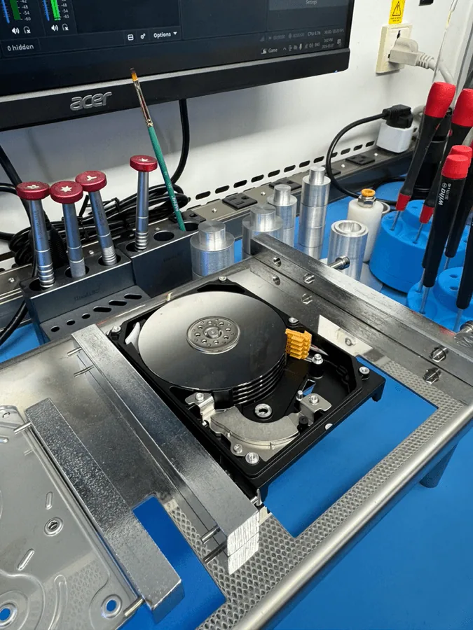 Hard drive prepared for physical data recovery