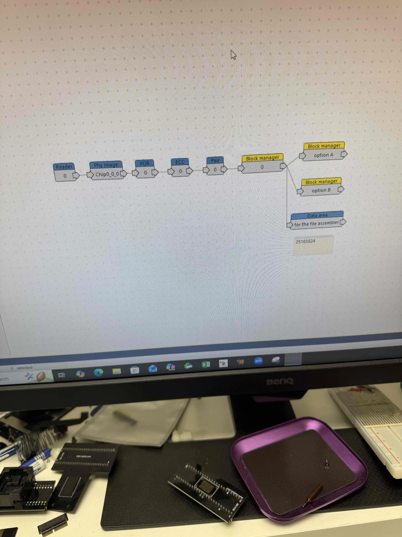 NAND reconstruction workflow with ECC, XOR, pairing, and block management in VNR